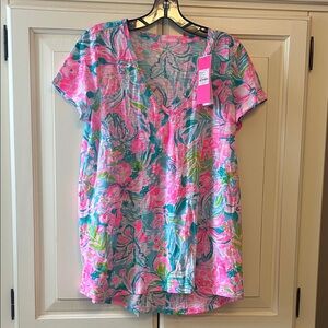 Lilly Pulitzer Pink Etta top hot on the scene size M NWT